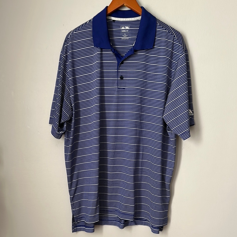 Adidas Blue Striped Polo Shirt size XL